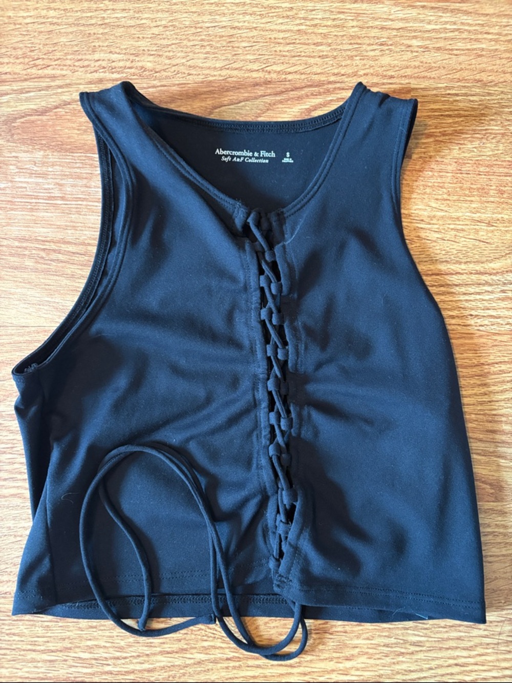 Abercrombie & Fitch Black Lace-Up Cropped Tank